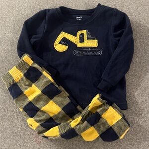 5/$15- Carter's Navy and Yellow Excavator Pajama Set
